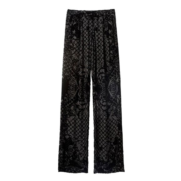 BALMAIN x H&M Black Burnout Silk Pants Trousers, Sz 4 - Picture 3 of 8